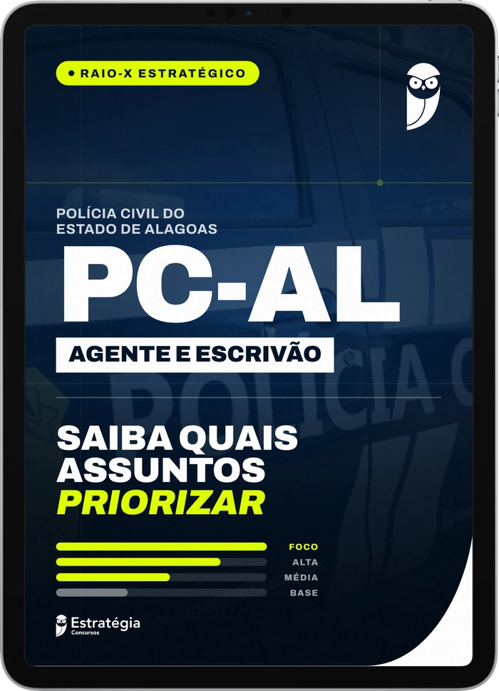 Capa do e-book Raio-X Estratégico - PC AL - Saiba quais assuntos priorizar