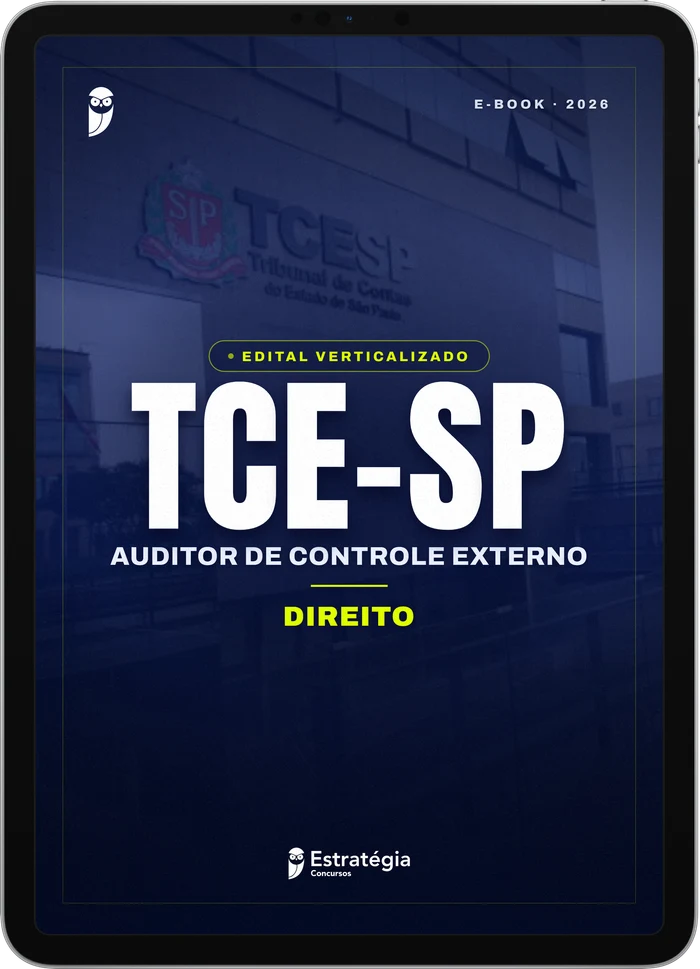 Capa do e-book TCE SP - Auditor de Controle Externo - Direito - Edital Verticalizado - 2026
