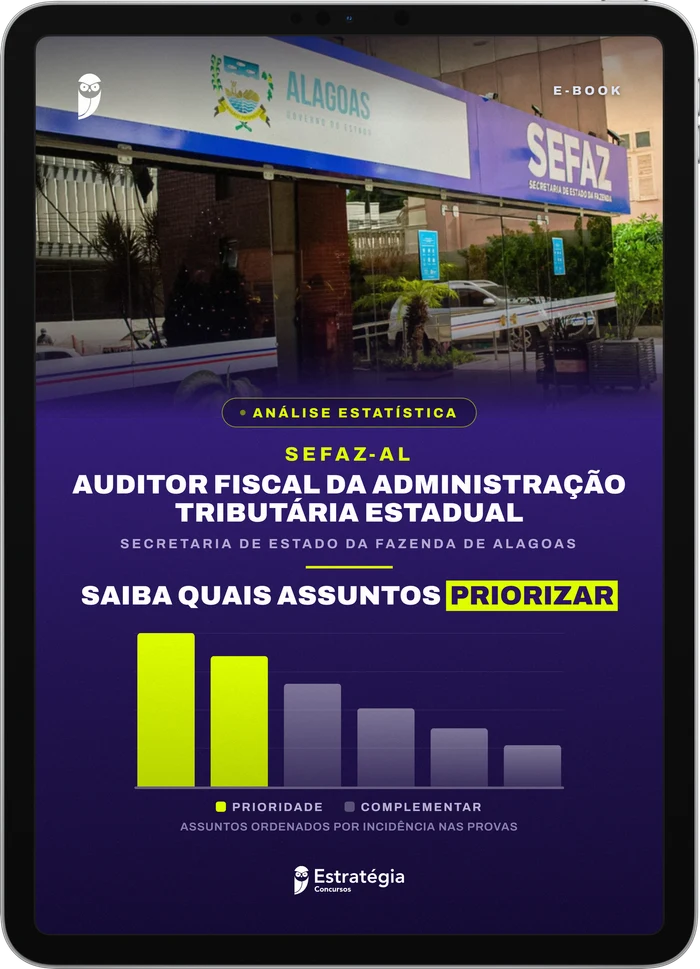 Capa do e-book Análise Estatística - SEFAZ AL - Auditor Fiscal - Saiba quais assuntos priorizar