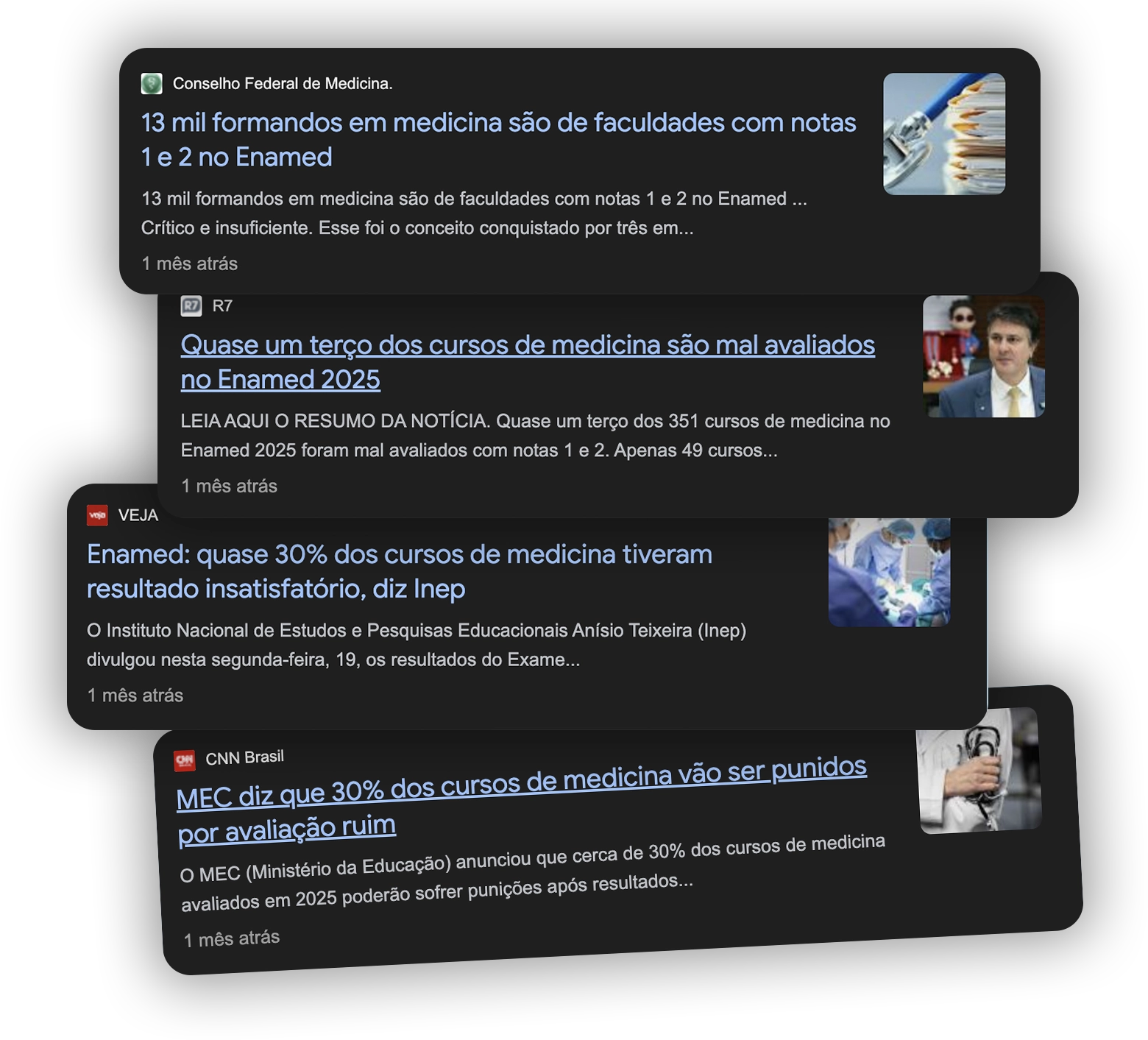Manchetes sobre os resultados do ENAMED 2025