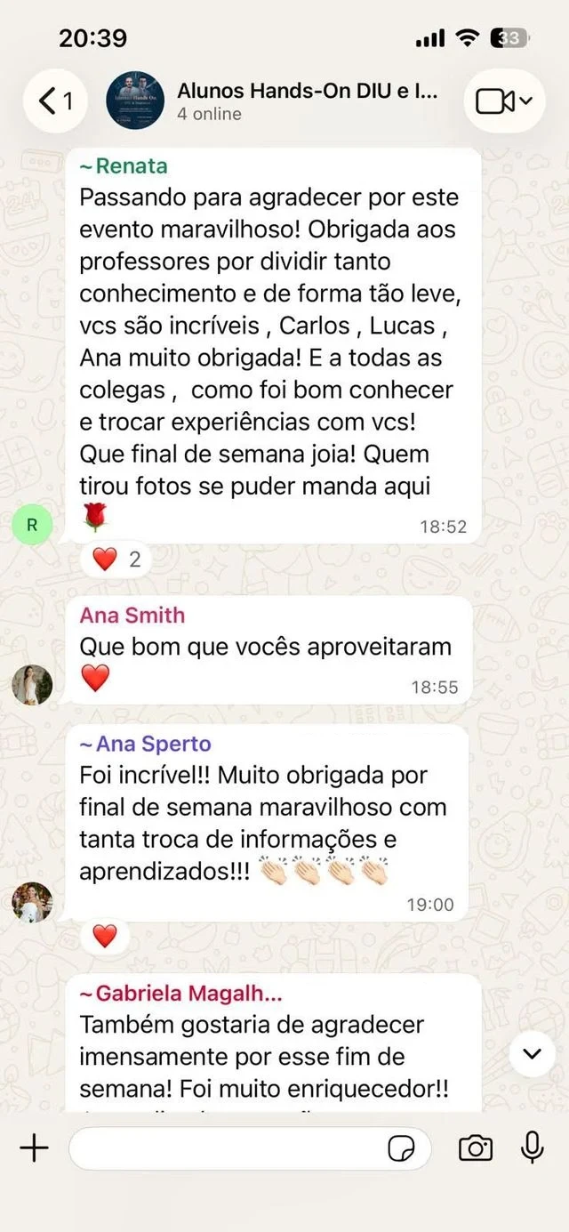 Depoimento de aluna no WhatsApp