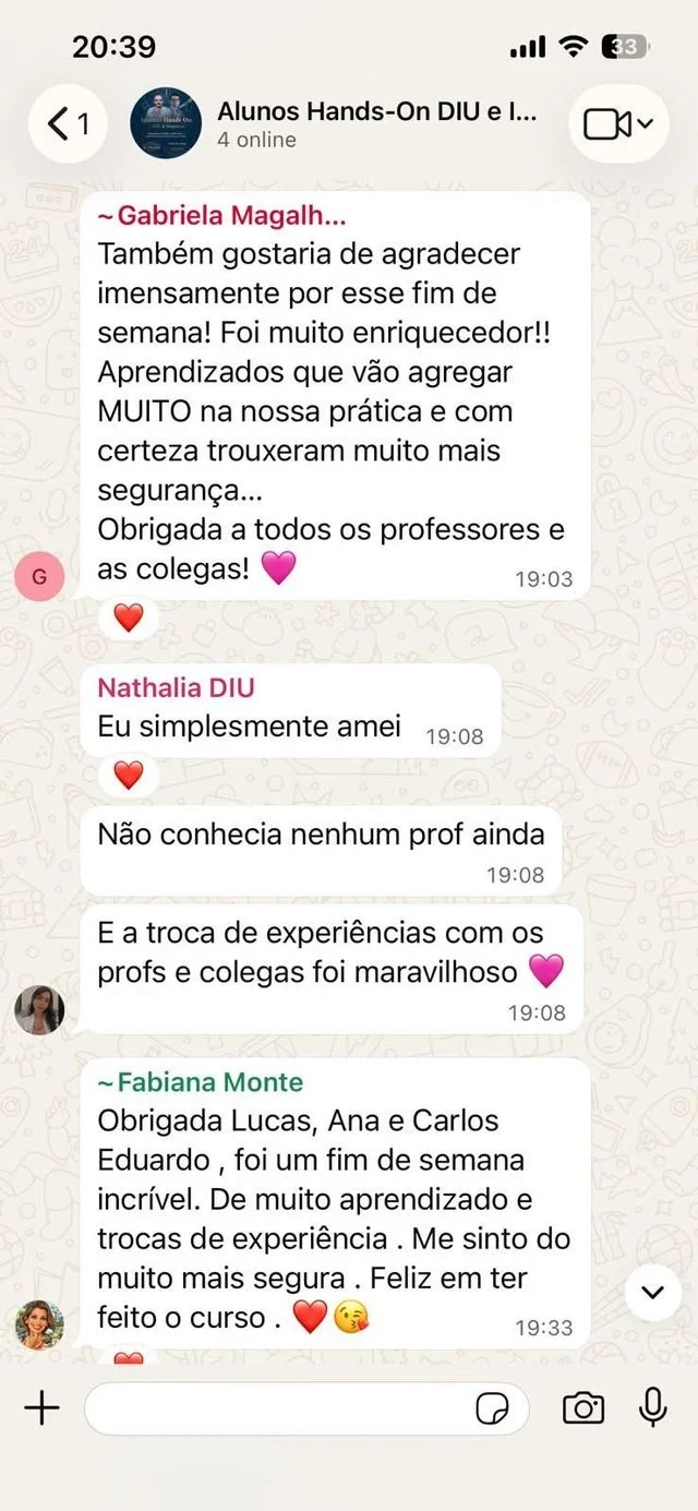 Depoimento de aluna no WhatsApp