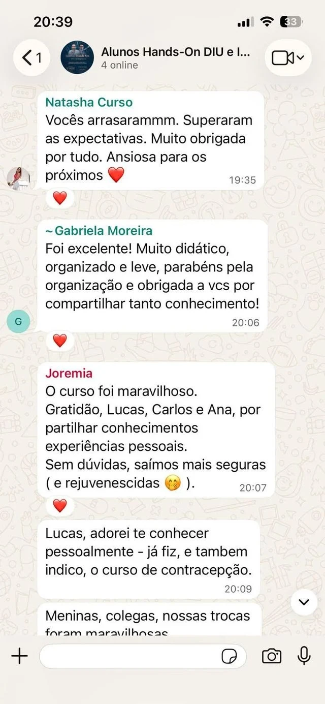Depoimento de aluna no WhatsApp