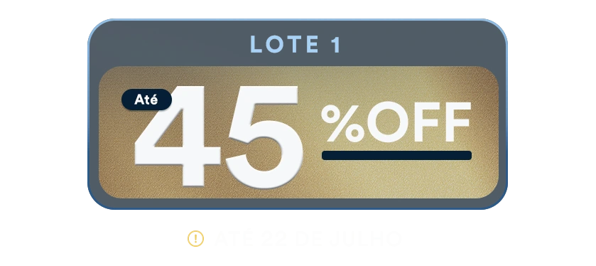 Lote 1 &middot; at&eacute; 45% OFF &middot; s&oacute; at&eacute; 22 de julho