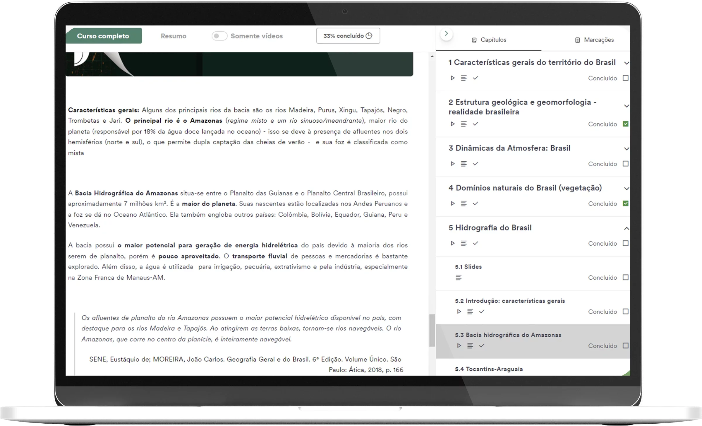 Livro Digital Interativo do Estratégia com teoria, marcações e capítulos