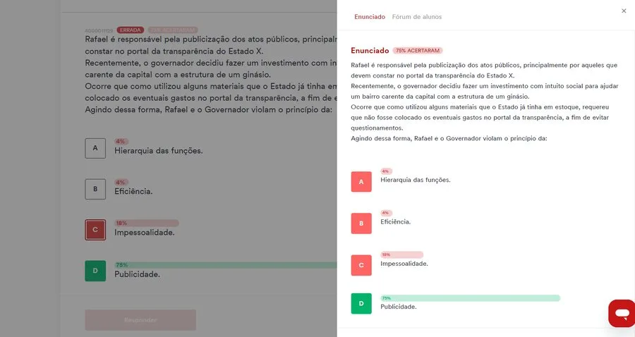 Tela do Sistema de Questões do Estratégia OAB