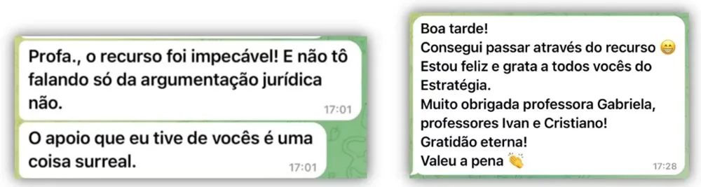 Depoimento de aluna aprovada após o recurso